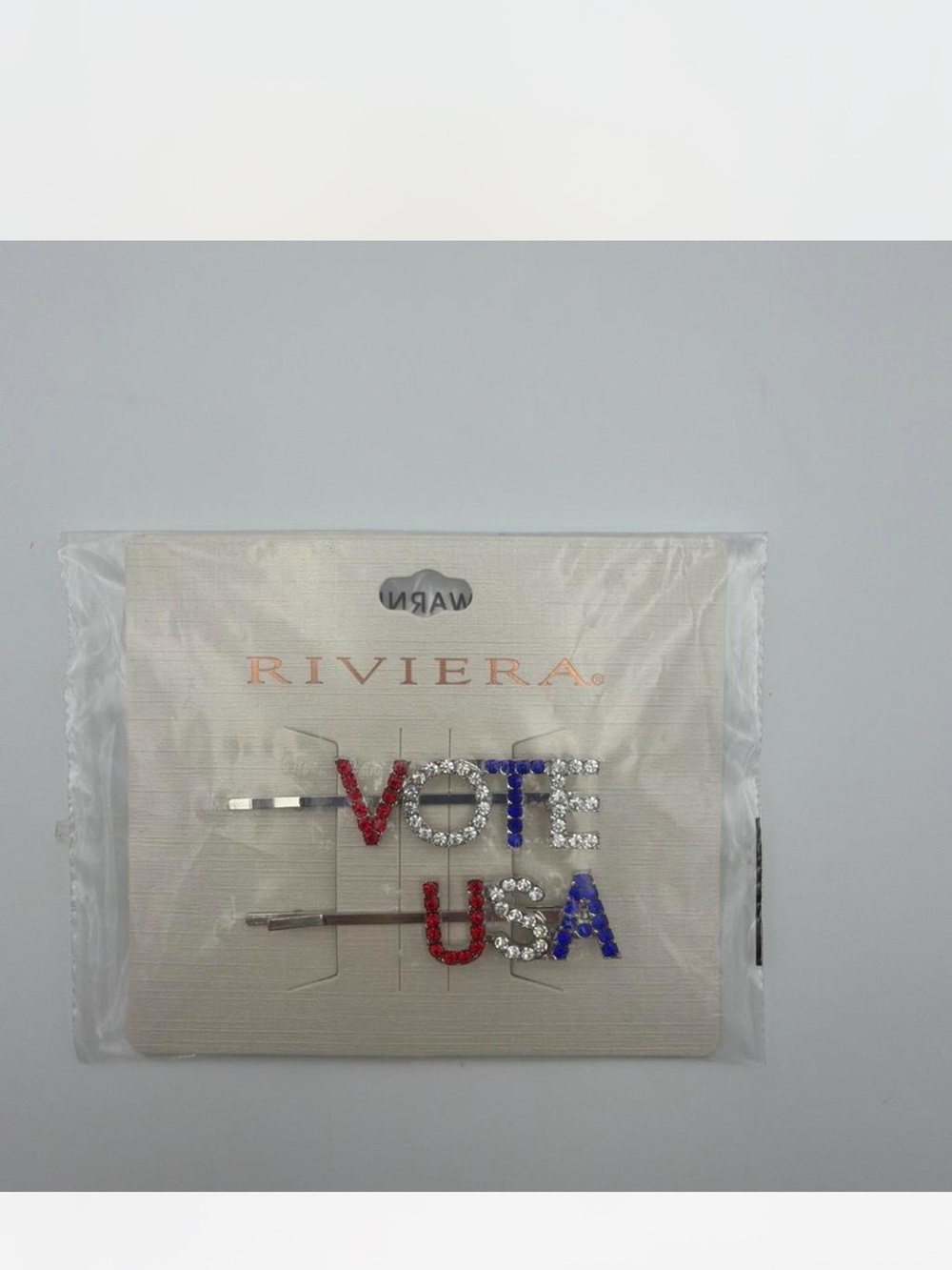 Riviera Rhinestone Letter Hair Pins in Red, & Blue